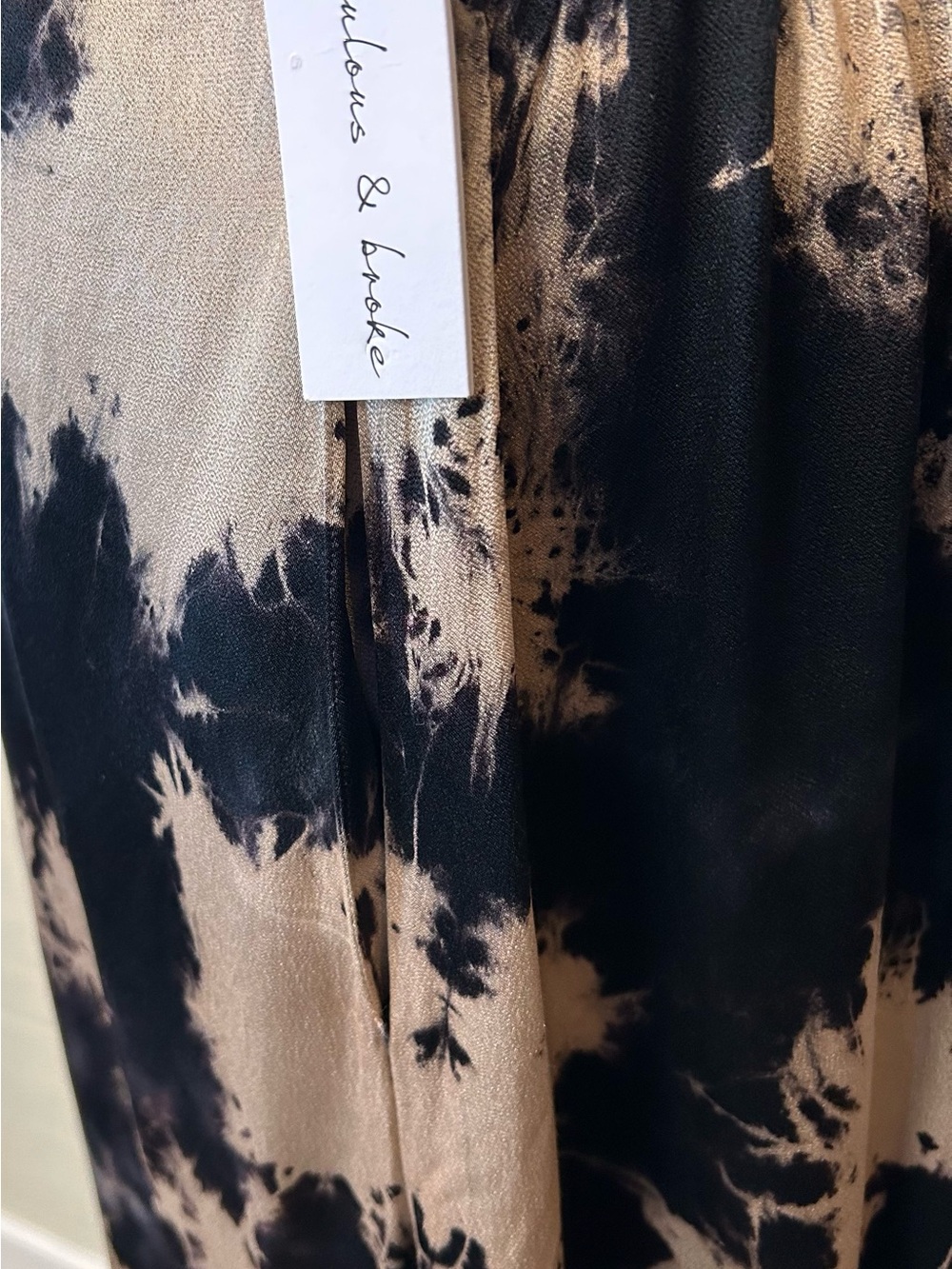 Young Fabulous & Broke Strapless Black Tan Tie Dye Maxi Dress Size L Boho Y2K - Picture 6 of 12